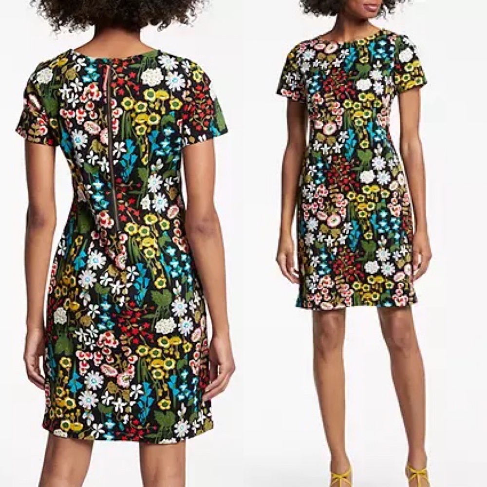 Boden Carina Floral Cotton Twill Shift Dress sz 14